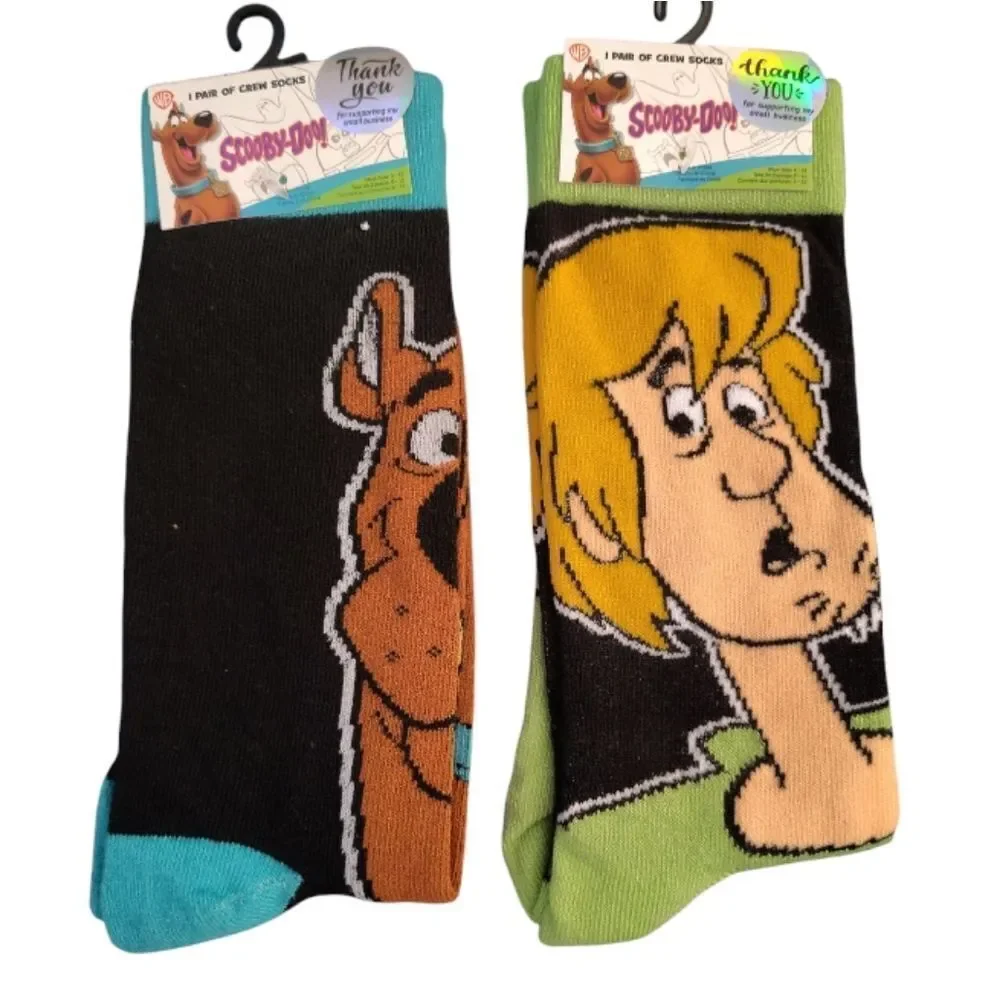 WB 4 Pairs Colorful Neon Scooby Doo Printed‎ Crew Socks NWT
